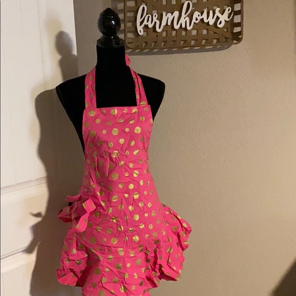 jessie steele Other - JESSIE STEELE kitchen apron hot pink and gold